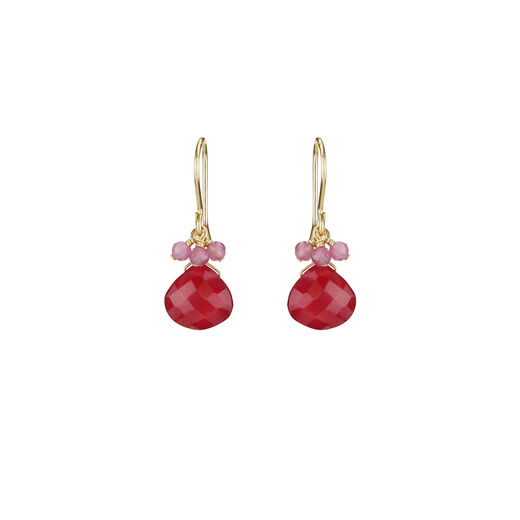 Faceted red quartz hook earrings by Mounir